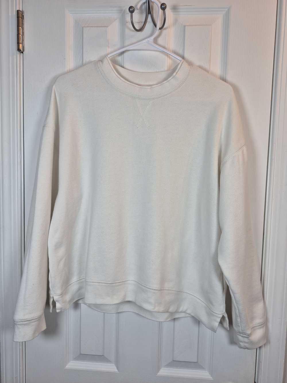 Madewell (Re)sourced Oversized White Crewneck Sweatshirt V-Stitch Boxy Pullover